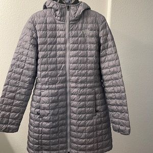North Face Thermoball Eco Parka, women’s, gray in large.